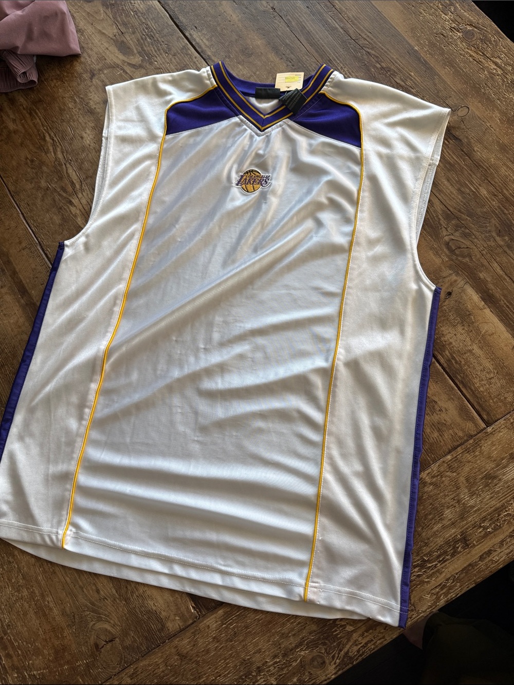 Los Angeles Lakers White Sleeveless Basketball Jersey